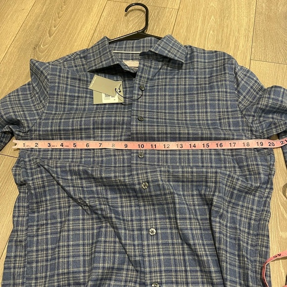 Hickey Freeman Flannel Sport Shirt, NWT - Mens Small- Blue Plaid - Picture 12 of 12